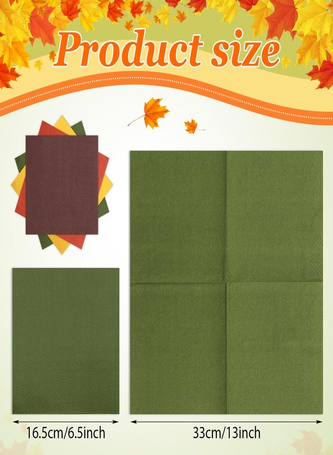 Weekgrat 120 Pcs Fall Paper Napkins Thanksgiving Autumn 6.5 x 6.5 Inch Dinner Napkins Orange Yellow Napkins Disposable for Fall Harvest Party Supplies Xmas Dinner Napkins Decorations - Image 3